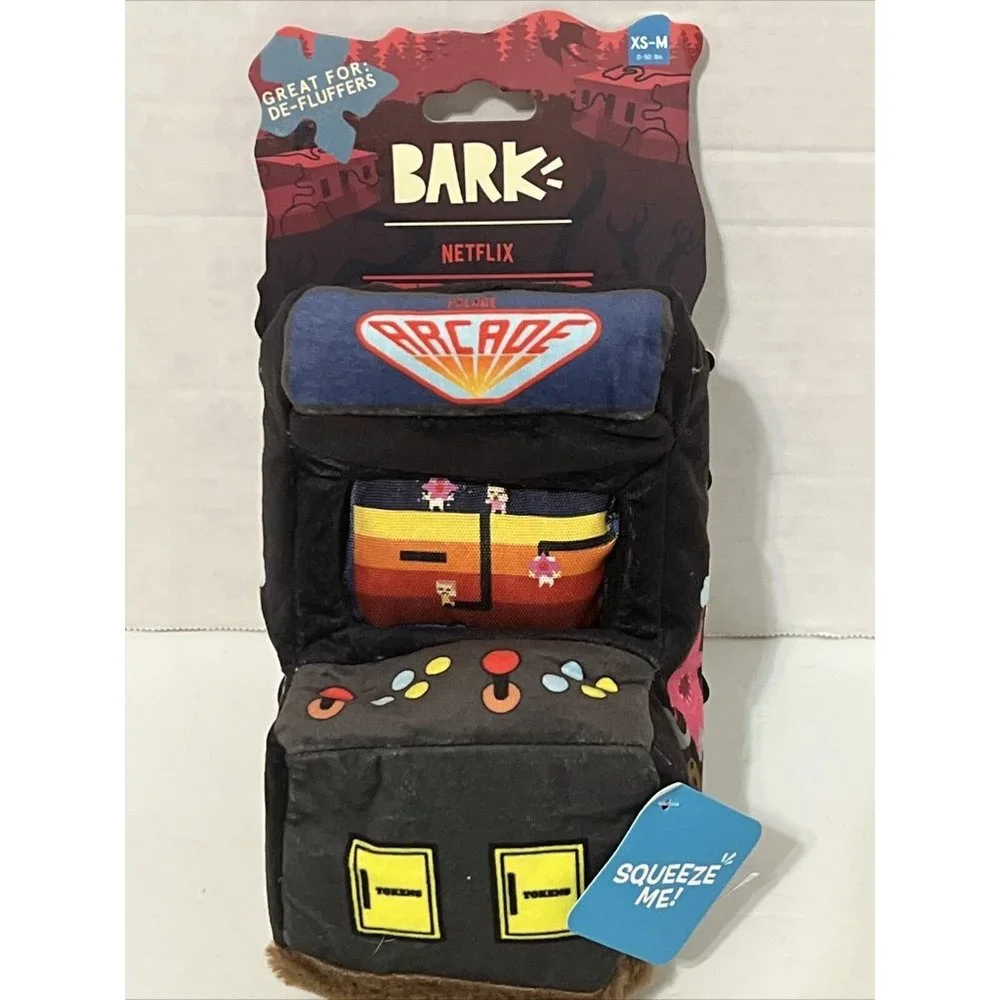 Bark Dog Toy Stranger Things Show Arcade Game Plush Squeaker Crinkle Fluff NEW